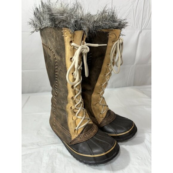 Sorel Cate The Great Brown Leather Waterproof Tall Winter Insulated Boots Size 7 - Picture 1 of 12